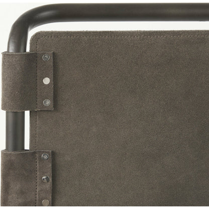 Berbick Leather Seat Bar Stool by Mercana. Made from leather, iron in a rustic style.