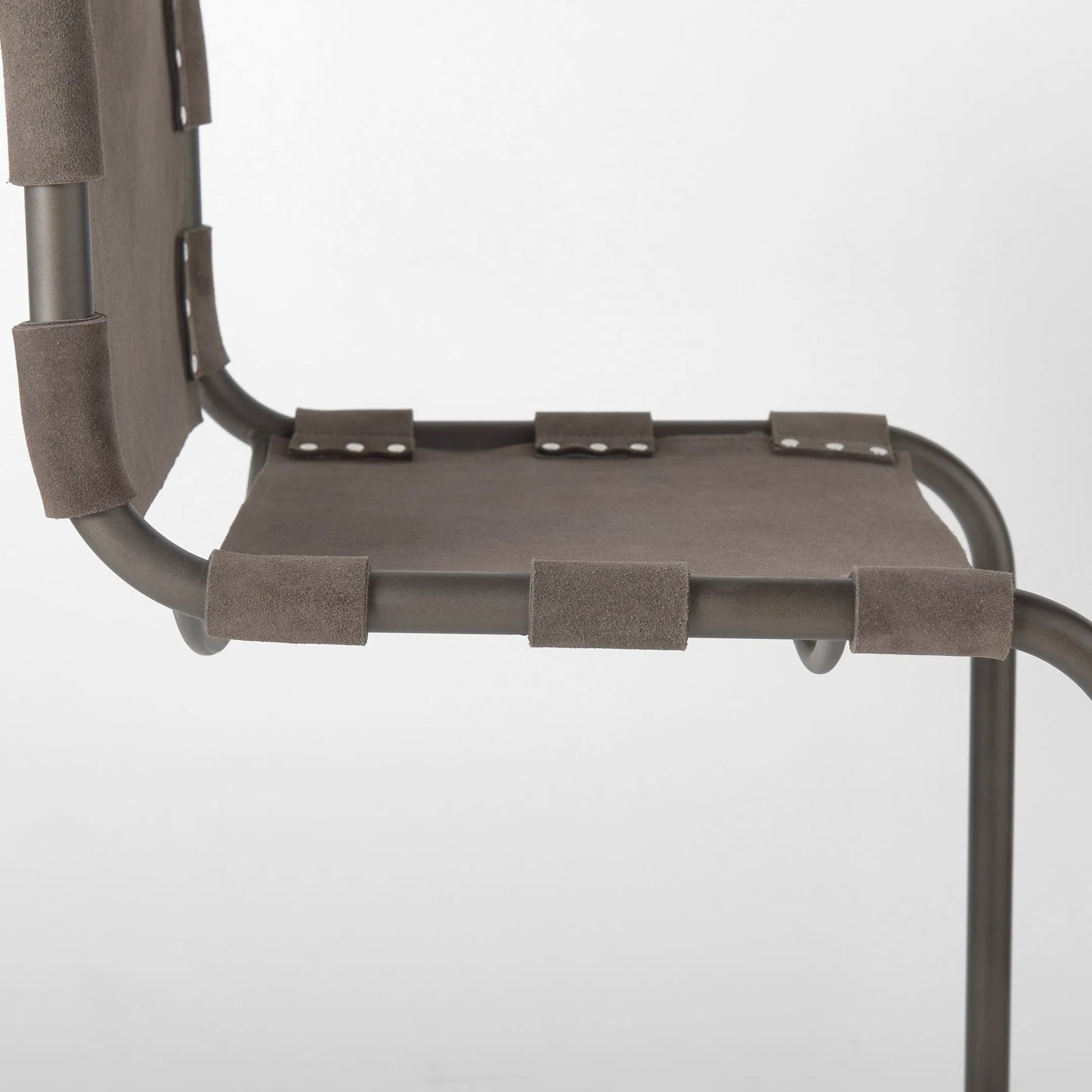 Berbick Leather Seat Bar Stool by Mercana. Made from leather, iron in a rustic style.