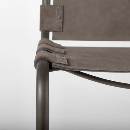 Berbick Leather Seat Bar Stool by Mercana. Made from leather, iron in a rustic style.