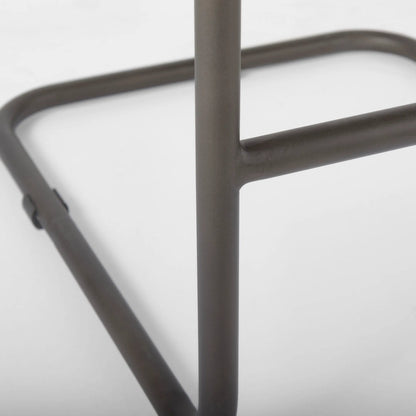 Berbick Leather Seat Bar Stool by Mercana. Made from leather, iron in a rustic style.