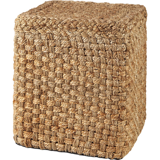 Aylin Pouf by Mercana in brown. Made from fabric in a rustic style.