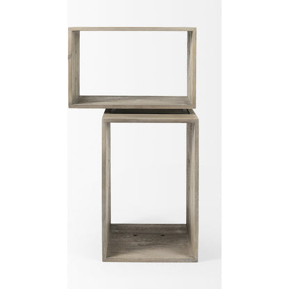 Simul Shelving Unit by Mercana in light brown. Made from wood in a coastal style.