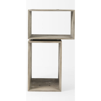 Simul Shelving Unit by Mercana in light brown. Made from wood in a coastal style.