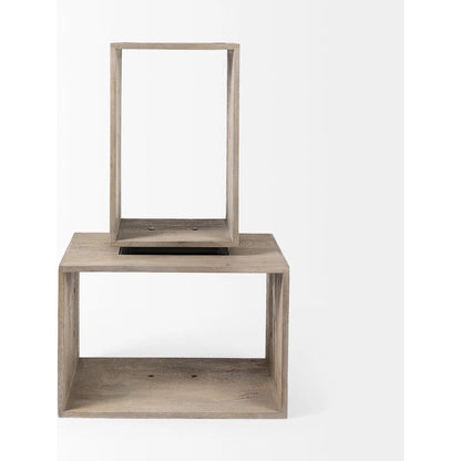 Simul Shelving Unit by Mercana in light brown. Made from wood in a unique style.