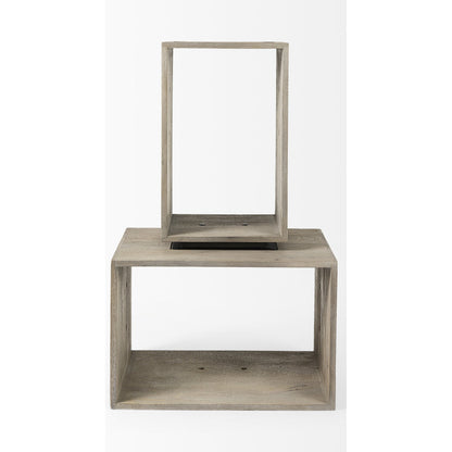 Simul Shelving Unit by Mercana in light brown. Made from wood in a coastal style.