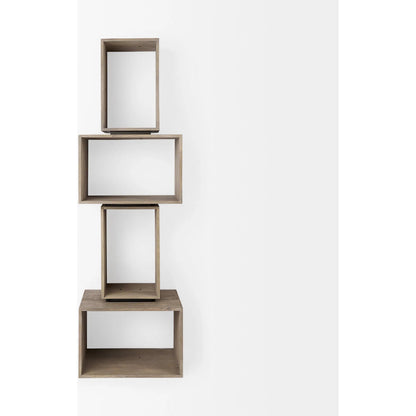 Simul Shelving Unit by Mercana in light brown. Made from wood in a coastal style.