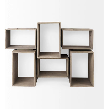 Simul Shelving Unit by Mercana in light brown. Made from wood in a unique style.