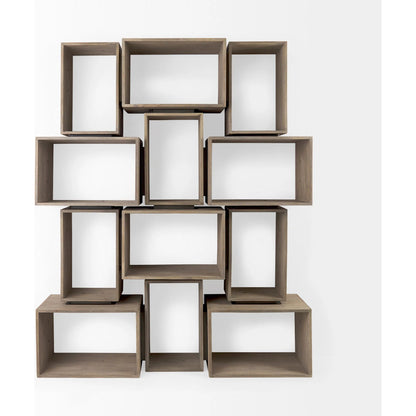 Simul Shelving Unit by Mercana in light brown. Made from wood in a unique style.