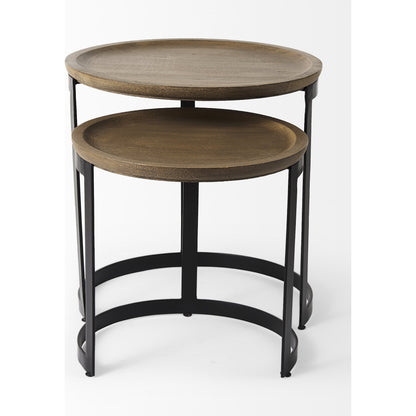 Aisley Accent Table by Mercana in light brown. Made from metal, wood in a transitional style.