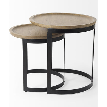 Aisley Accent Table by Mercana in light brown. Made from metal, wood in a transitional style.