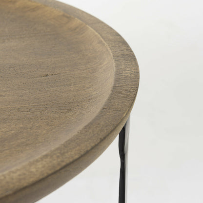 Aisley Accent Table by Mercana in light brown. Made from metal, wood in a transitional style.