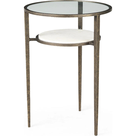 Felicity Side Table by Mercana in antique gold. Made from glass in a unique style.