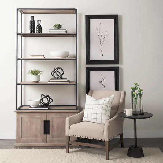 Braxton Shelving Unit by Mercana in natural. Made from unique in a transitional style.