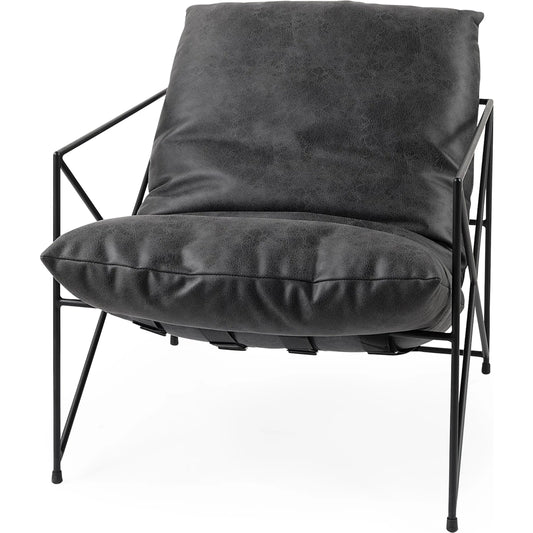 Leonidas Leather Accent Chair by Mercana. Made from leather, metal in a unique style.