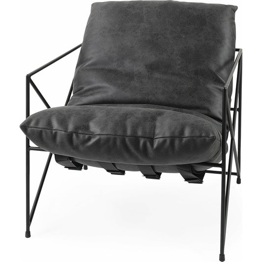Leonidas Leather Accent Chair by Mercana. Made from leather, metal in a unique style.