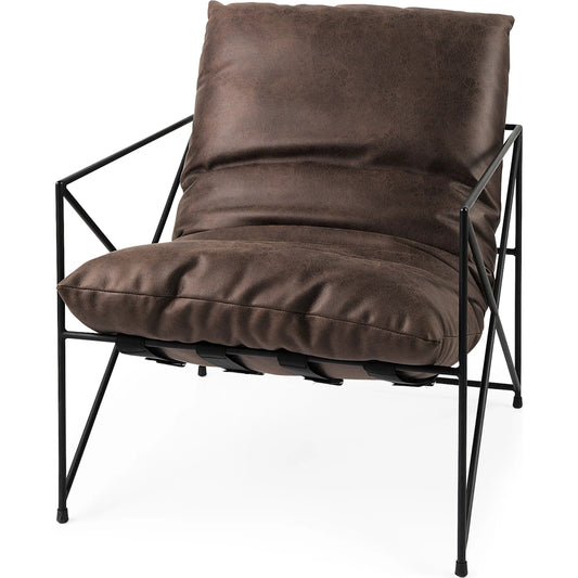 Leonidas Leather Accent Chair by Mercana. Made from leather, metal in a unique style.