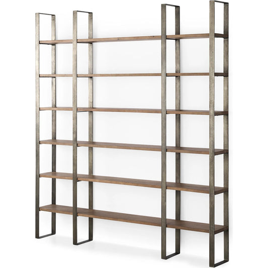 Taunton Shelving Unit by Mercana in brown. Made from solid wood in a unique style.