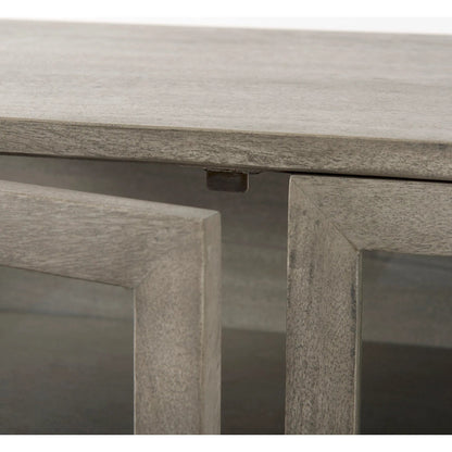 Arelius Accent Cabinet by Mercana. Made from glass, solid wood, steel in a modern style.