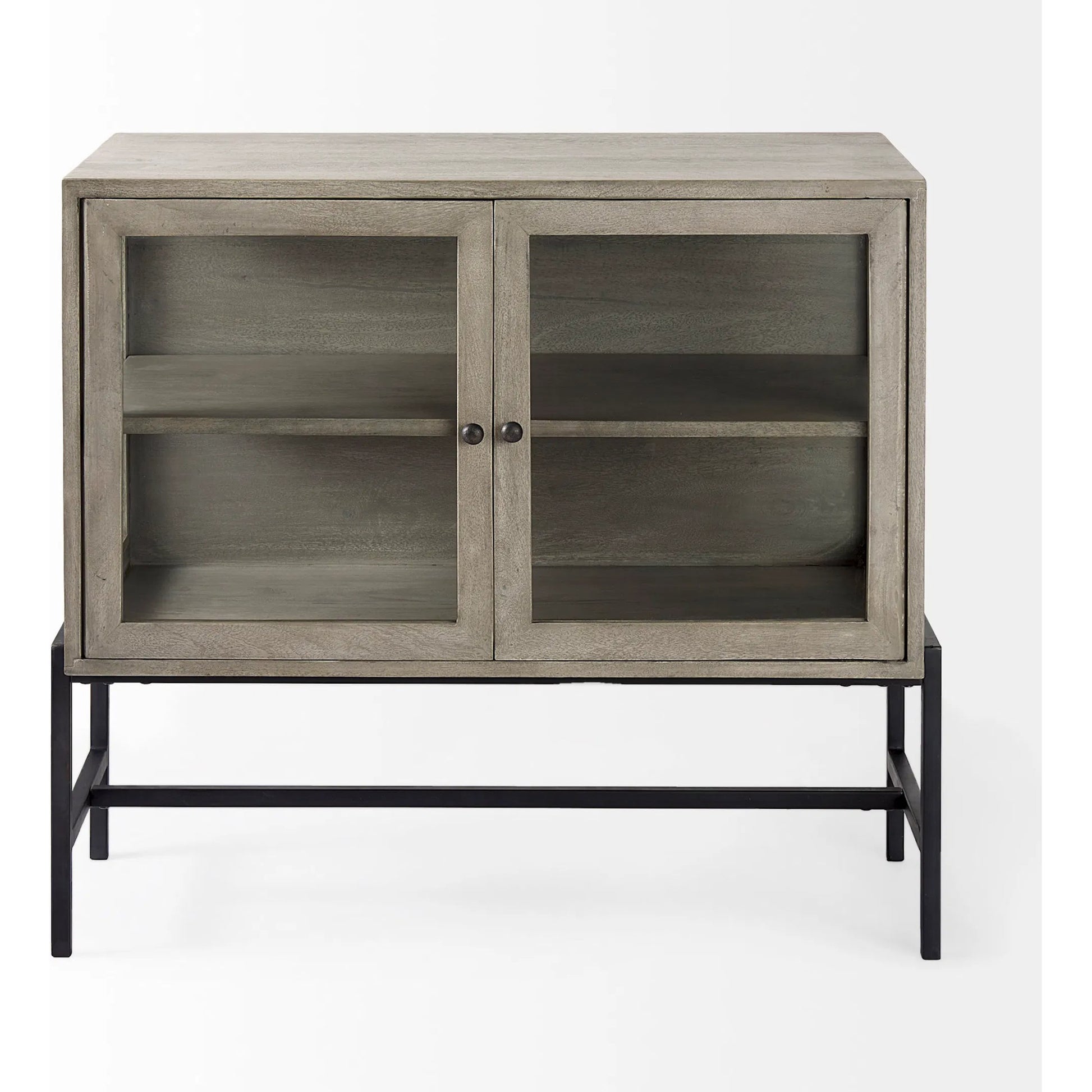 Arelius Accent Cabinet by Mercana. Made from glass, solid wood, steel in a modern style.