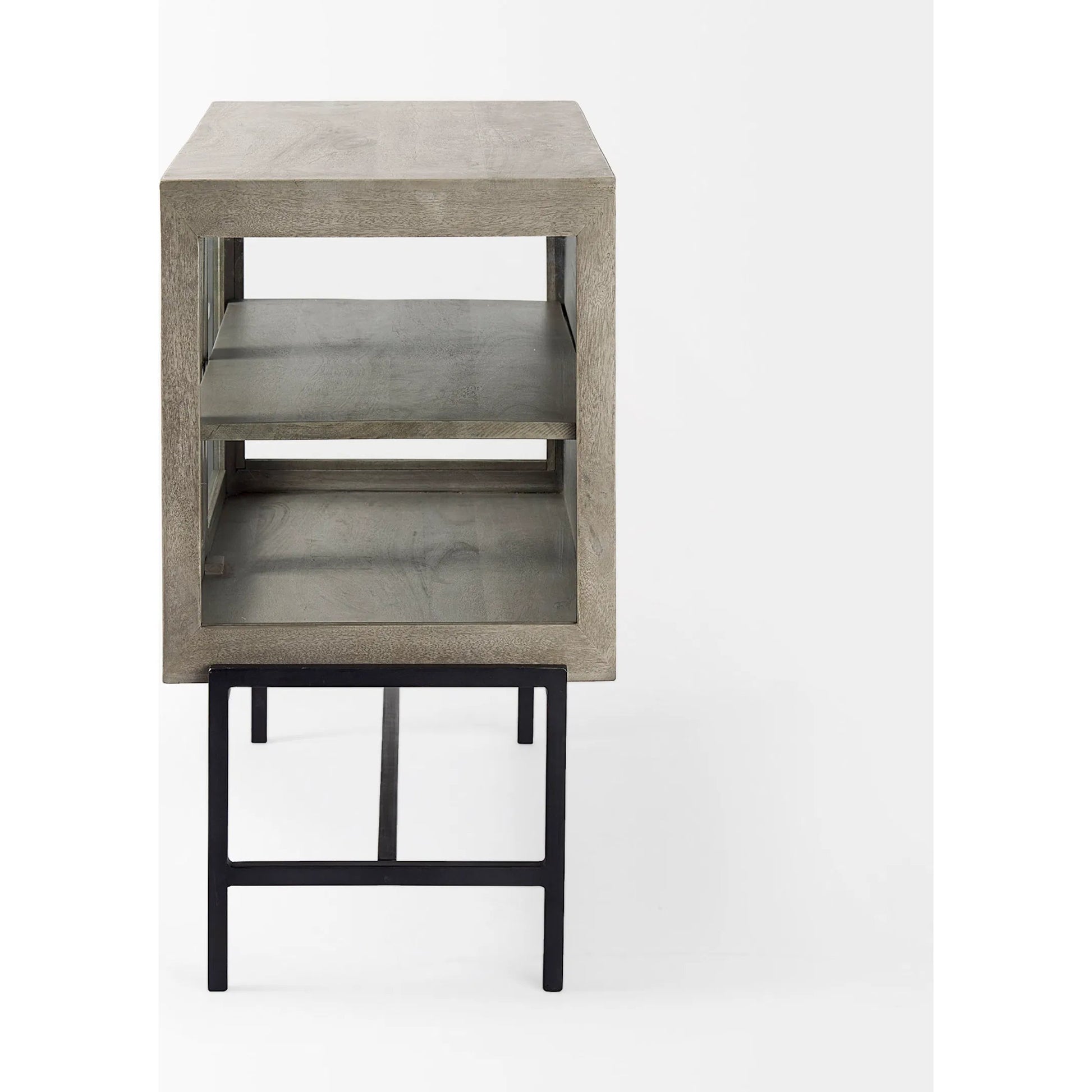 Arelius Accent Cabinet by Mercana. Made from glass, solid wood, steel in a modern style.