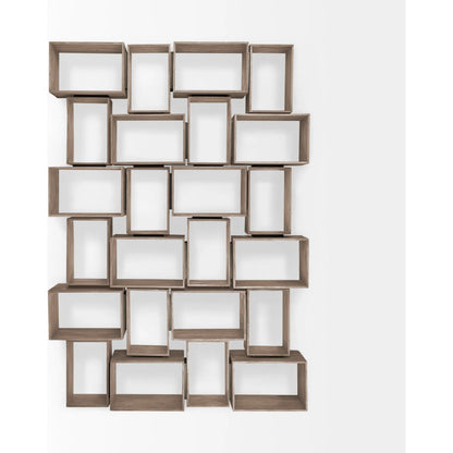 Simul Shelving Unit by Mercana in light brown. Made from wood in a coastal style.