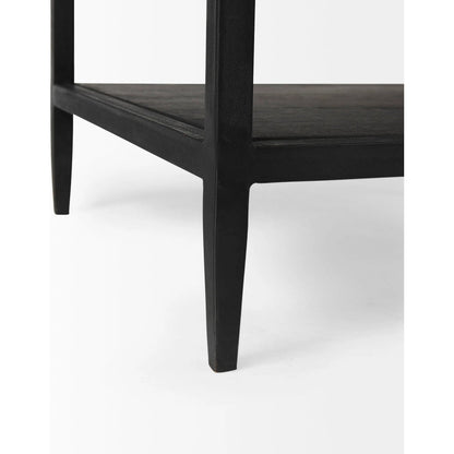 Divina End/Side Table by Mercana in dark brown. Made from metal, wood, marble in a modern style.