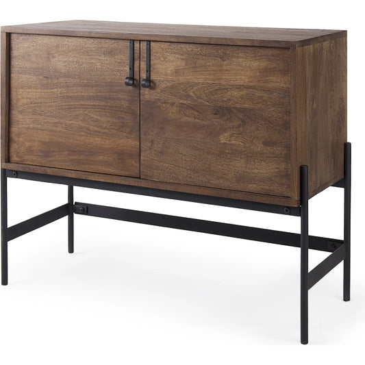 Glenn Accent Cabinet by Mercana in dark brown. Made from metal, wood in a unique style.