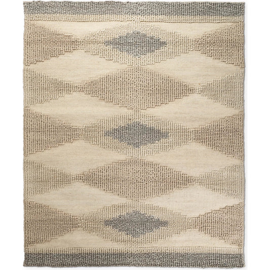 Emory Wool Hand Woven Diamond Patterned Rug by Mercana in beige, brown, gray, ivory. Made from fabric in a unique style.