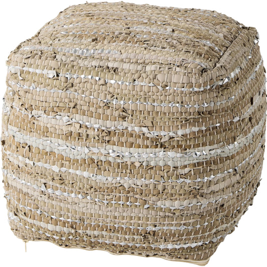 Aadhya Pouf by Mercana in silver. Made from fabric in a unique style.