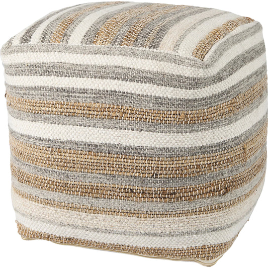 Aahana Pouf by Mercana in white. Made from fabric in a unique style.