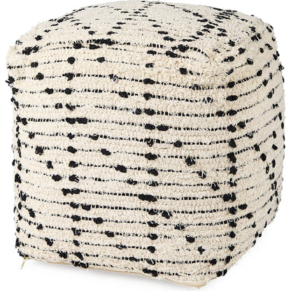 Aaohi Pouf by Mercana in black, cream. Made from cotton in a rustic style.