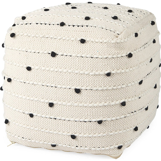 Amaira Pouf by Mercana in white. Made from cotton in a unique style.