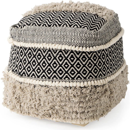Darika Pouf by Mercana in gray. Made from cotton in a unique style.
