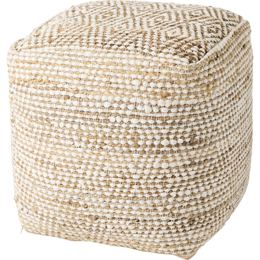 Ekani Pouf by Mercana in cream. Made from fabric in a unique style.