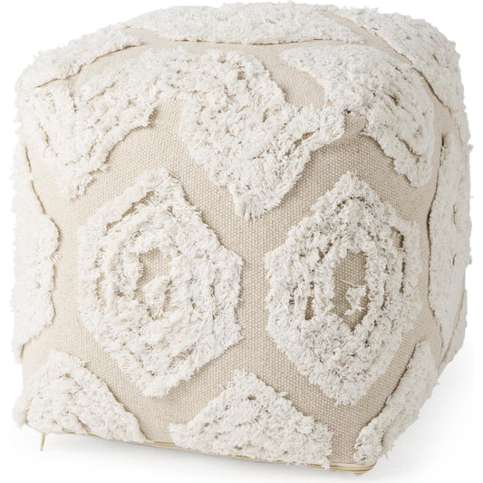 Ekanta Pouf by Mercana in beige. Made from cotton in a unique style.