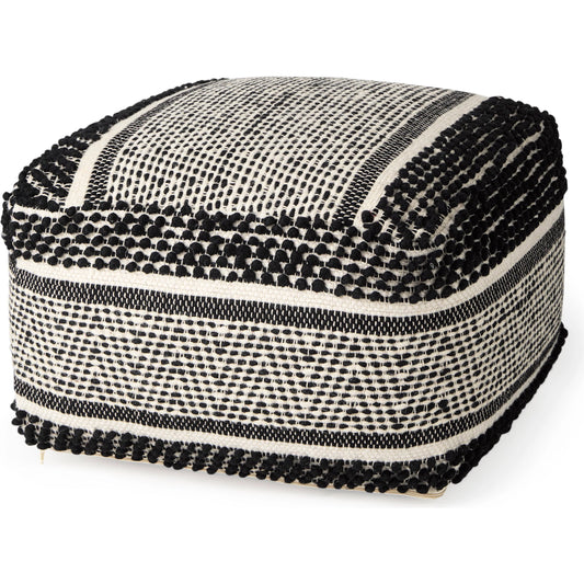 Garima Pouf by Mercana in black. Made from cotton in a unique style.