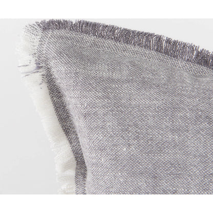 Thais Fringed Lumbar Pillow Cover by Mercana in blue. Made from linen in a transitional style.