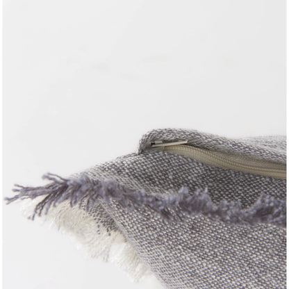 Thais Fringed Lumbar Pillow Cover by Mercana in blue. Made from linen in a transitional style.