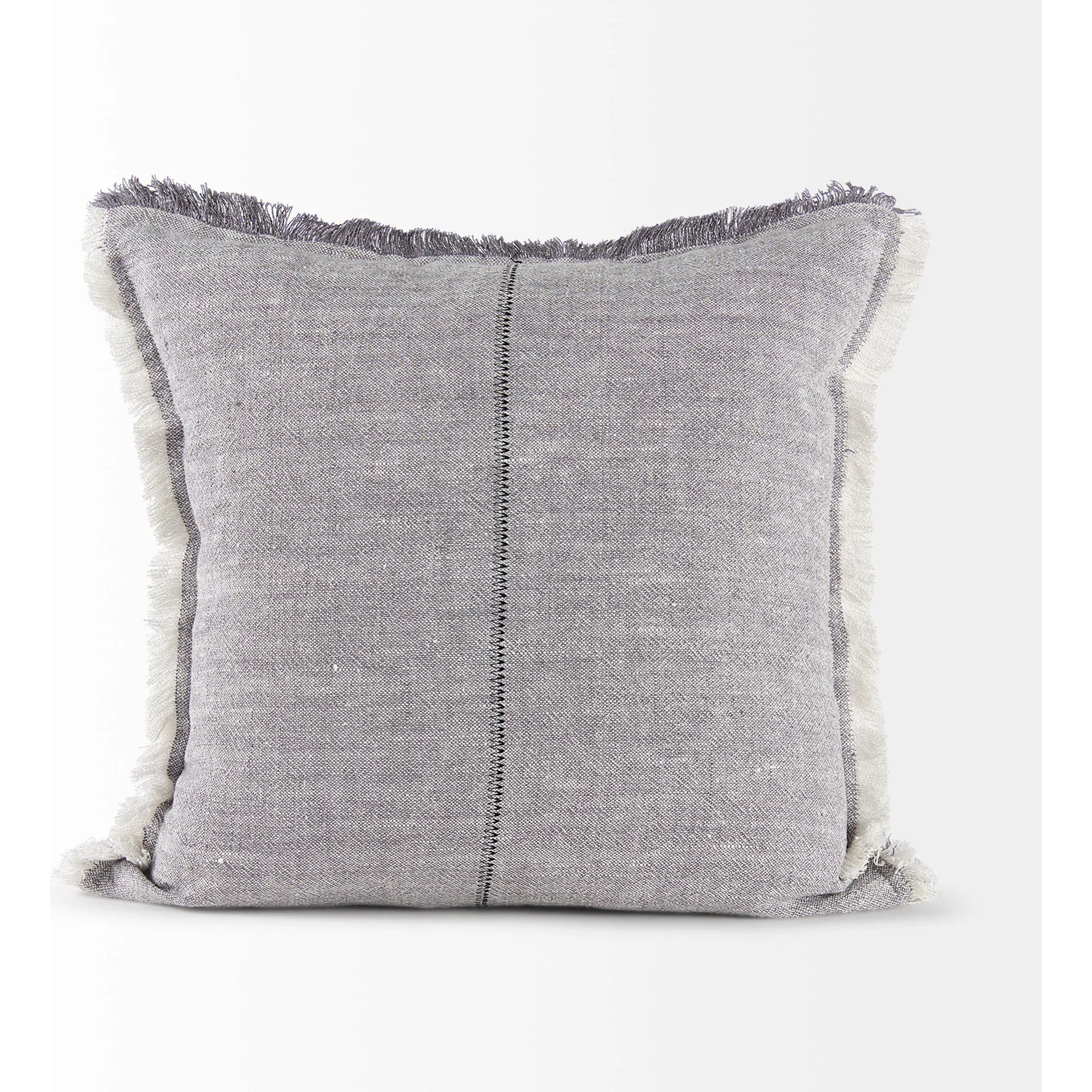 Thais Fringed Square Pillow Cover by Mercana in blue. Made from linen in a transitional style.