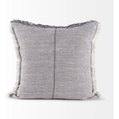 Thais Fringed Square Pillow Cover by Mercana in blue. Made from linen in a transitional style.