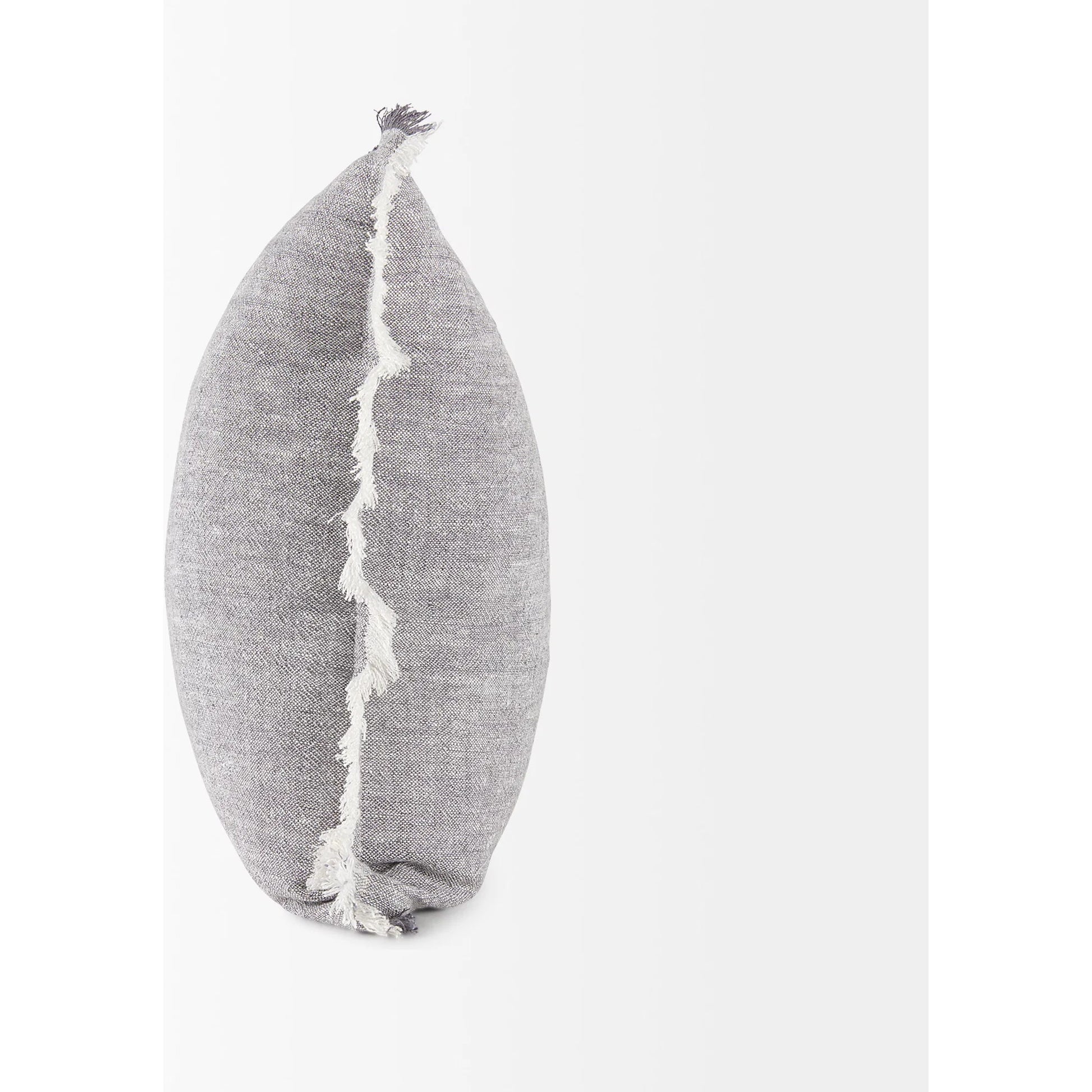 Thais Fringed Square Pillow Cover by Mercana in blue. Made from linen in a transitional style.