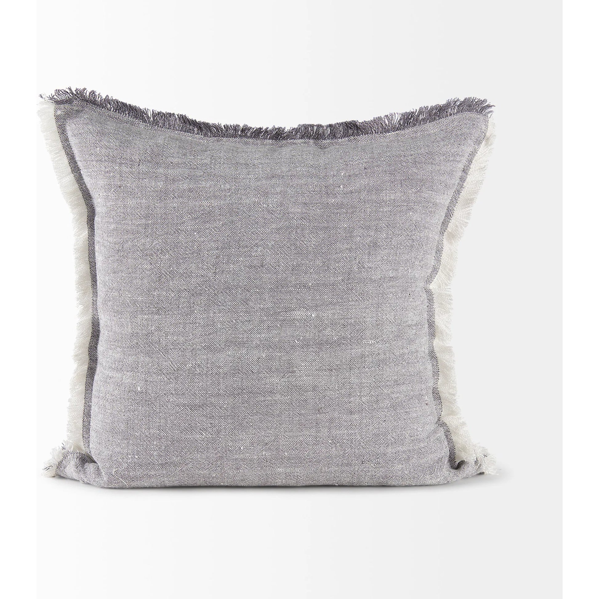Thais Fringed Square Pillow Cover by Mercana in blue. Made from linen in a transitional style.