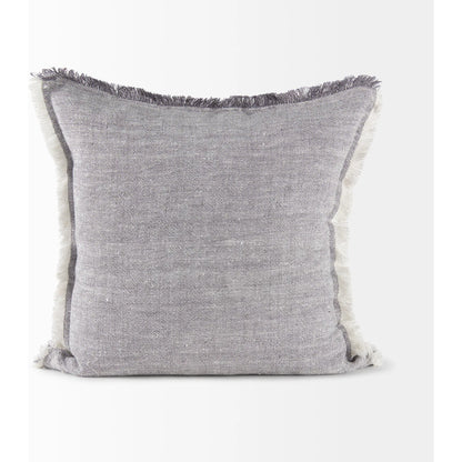 Thais Fringed Square Pillow Cover by Mercana in blue. Made from linen in a transitional style.