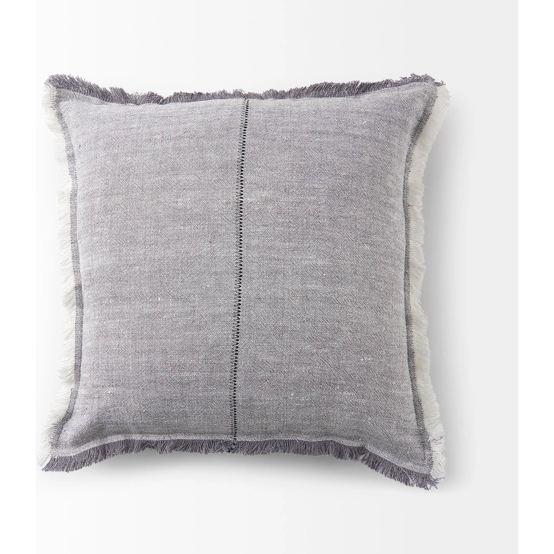 Thais Fringed Square Pillow Cover by Mercana in blue. Made from linen in a transitional style.