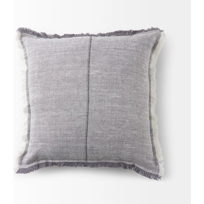Thais Fringed Square Pillow Cover by Mercana in blue. Made from linen in a transitional style.
