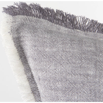 Thais Fringed Square Pillow Cover by Mercana in blue. Made from linen in a transitional style.