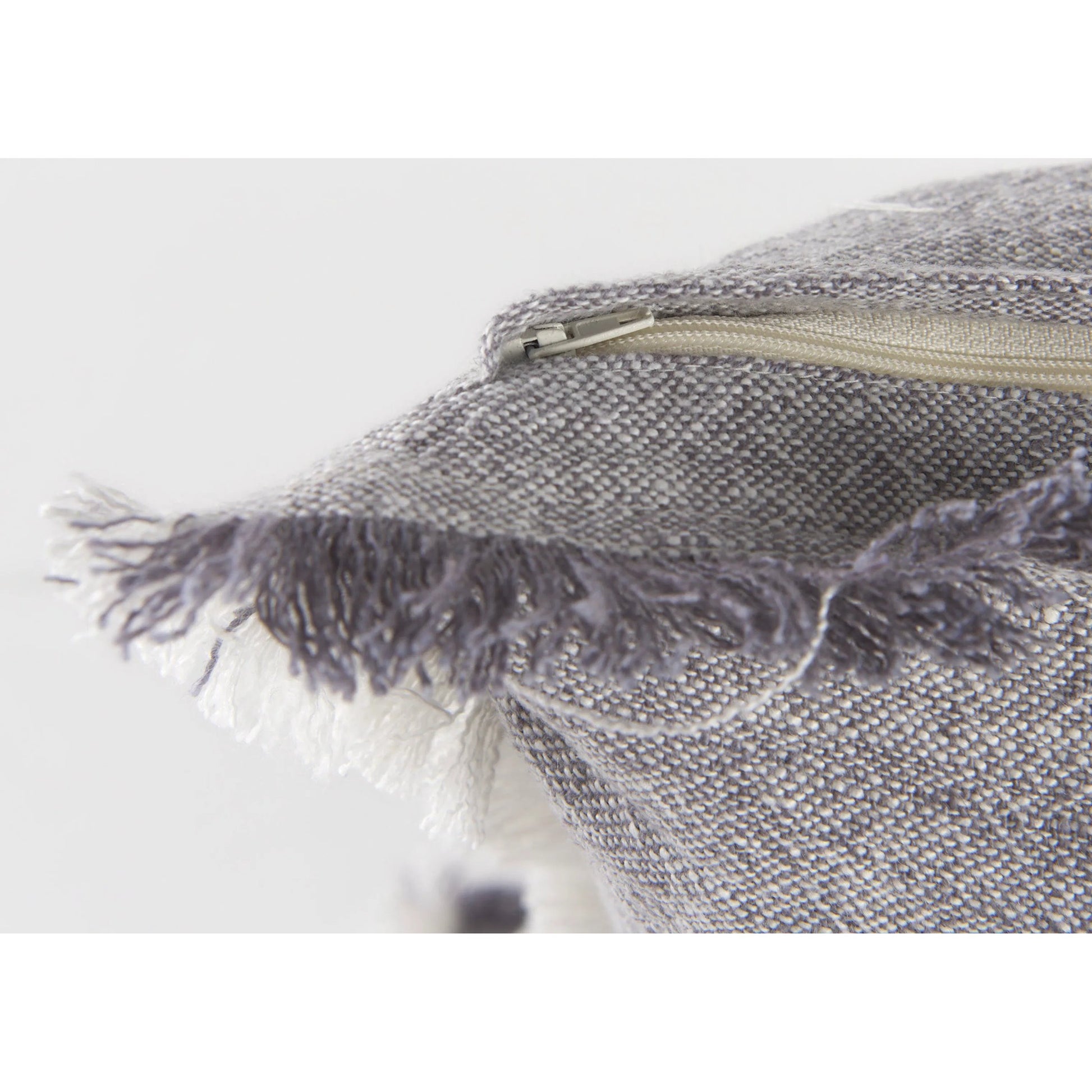 Thais Fringed Square Pillow Cover by Mercana in blue. Made from linen in a transitional style.