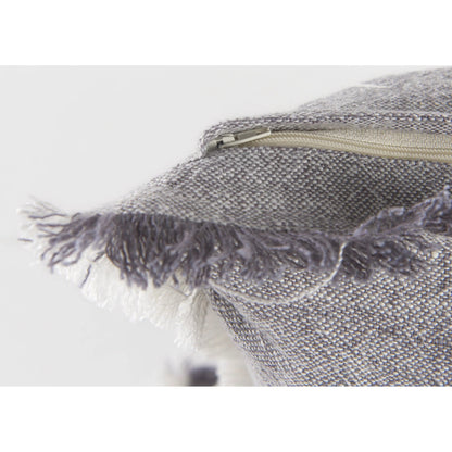 Thais Fringed Square Pillow Cover by Mercana in blue. Made from linen in a transitional style.