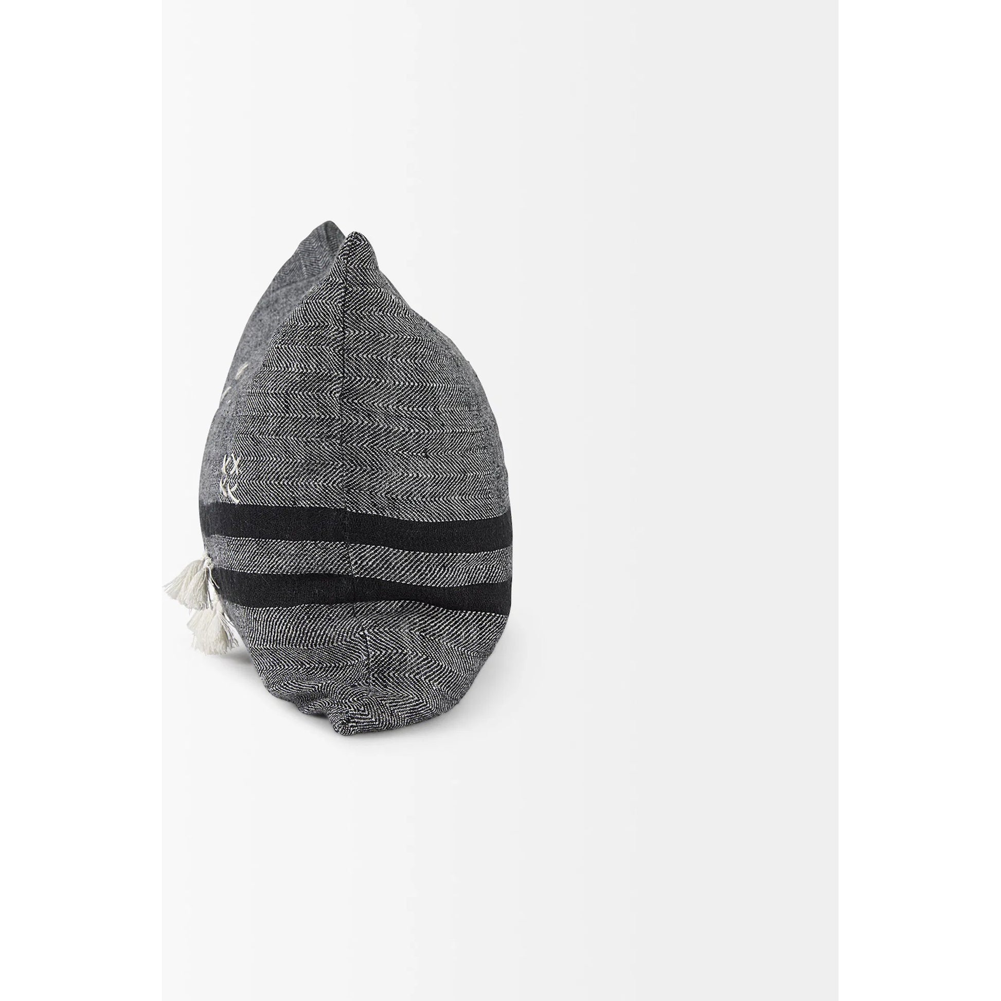 Sibyl Striped Lumbar Pillow Cover by Mercana in black. Made from fabric in a transitional style.