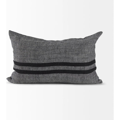 Sibyl Striped Lumbar Pillow Cover by Mercana in black. Made from fabric in a transitional style.
